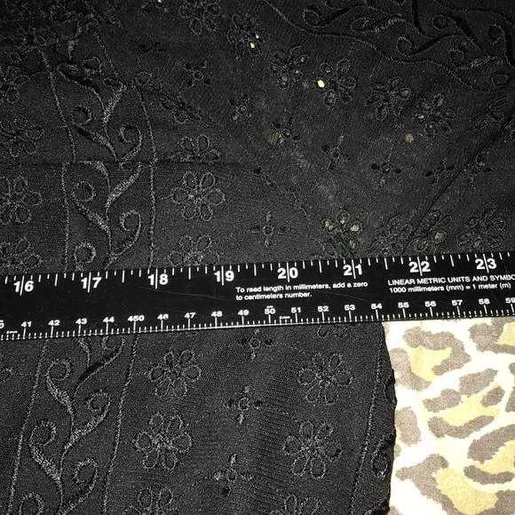 INC International Concepts size XL black semi sheer lace top lined 3/4 sleeve - Picture 7 of 11